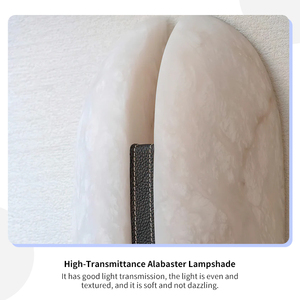 Alabaster Wall Sconce Brass Leather Natural Stone Lamp Modern Luxury Wing Shape <b>Light</b> Designer Bedside <b>Corridor</b> Hotel Lighting - Product Image 4