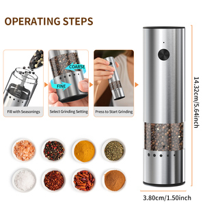 KLT Mini moulin à <span class=keywords><strong>poivre</strong></span> portable en métal et acier inoxydable Moulin à <span class=keywords><strong>poivre</strong></span> rechargeable Moulin à <span class=keywords><strong>poivre</strong></span> électrique - Product Image 5