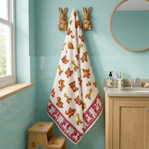 Ensemble de serviettes de bain en coton gaufré imprimé à la main de haute qualité, séchage rapide, ensemble de serviettes rectangulaires pour la maison - Product Image 2