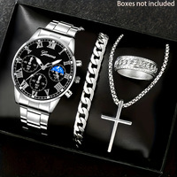 Ensemble de montres de luxe pour homme, montre-bracelet à quartz avec calendrier à 6 aiguilles, comprend un bracelet et un collier, personnalisable