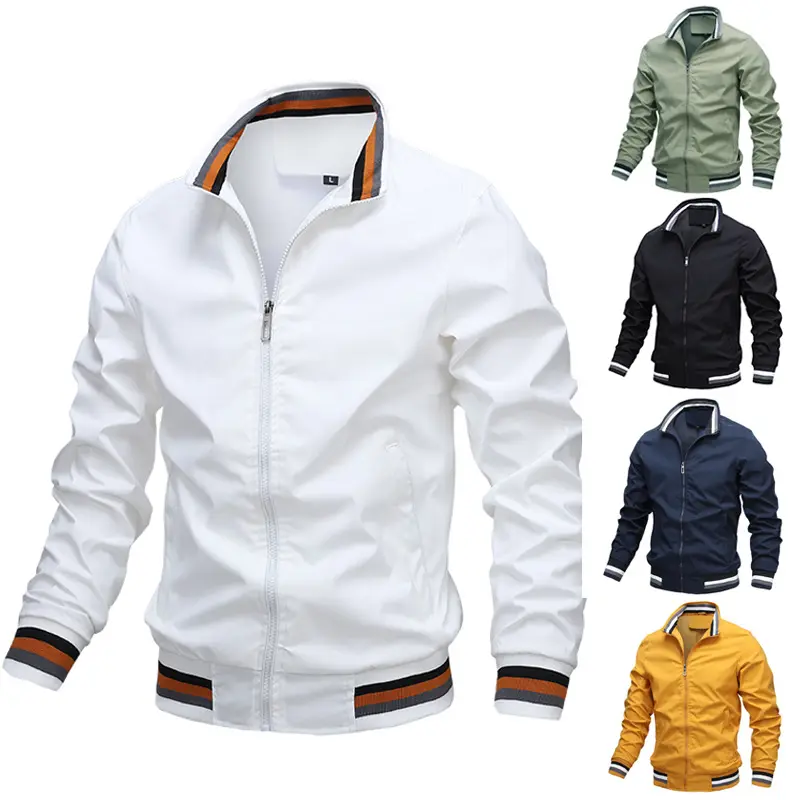 In Stock Autumn Winter Plus Size Fashion Men's Jackets with Zipper Casual Waterproof Bomber Jacket For Men