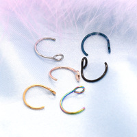 QUSEDINY acier inoxydable or argent plaqué 8mm minuscule Clip sur cerceau Faux faux nez lèvre anneaux pour femmes hommes fille