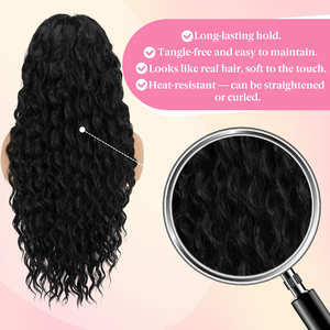 Perruque synthétique sans colle 13x6 en dentelle frontale, ondulée, résistante à la chaleur, en fibre Kanekalon Futura, pour femmes, vente en gros - Product Image 5