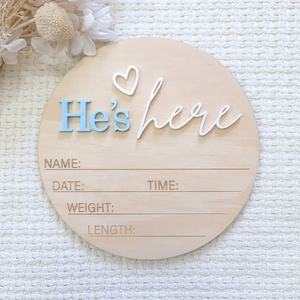 Ella está aquí o él está aquí, placa de anuncio, él está aquí, él está aquí, señal - Product Image 1