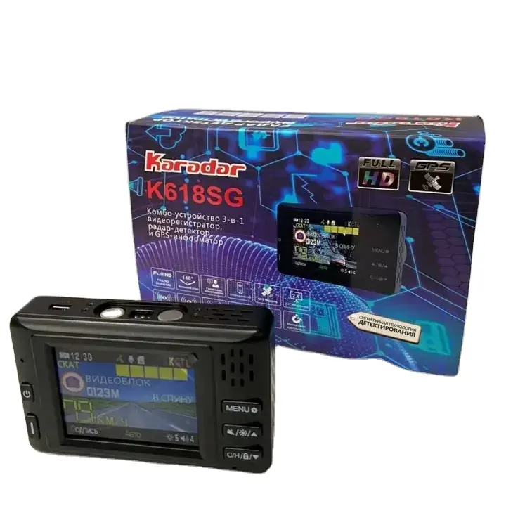 3 In 1 Car Anti Radar Detector Signature Laser Russian Voice HD 1080P Built-in GPS Logger Alarm Digital Video Recorder K618SG