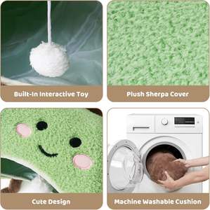 Tunnel de jeu de trou de chat Tunnel de jouet de cercle doux de chat mignon, avec le coussin rond lavable pour le lit d'intérieur de repaire de chat - Product Image 4