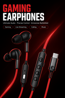 Écouteurs de jeu de qualité RGB, filaires, avec basses Hi-Fi, micro et contrôle du volume, écouteurs intra-auriculaires USB-C pour les joueurs FPS PUBG