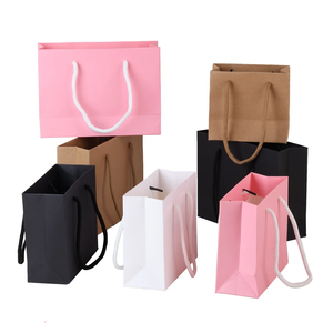 Kraft Paper Gift <b>Bags</b> Rope Handle Paper Shopping <b>Bags</b> <b>Black</b> White Pink Favor Packaging for Party Craft - Product Image 1