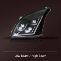 Pour Toyota Prado 120 2003-2007 : Nouveaux phares projecteurs LED DRL, boîtier noir, 70W, 4000 lumens