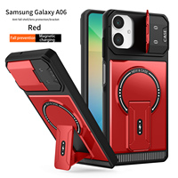 Coque de Téléphone Durable Anti-Chute avec Support Béquille PC et TPU Magnétique Puissant et Fenêtre Coulissante pour Samsung A06 A15 A26