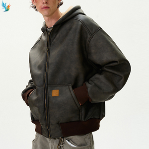 Felpa da uomo in pile resistente al vento di alta qualità invernale retrò con cerniera imbottita - Product Image 3