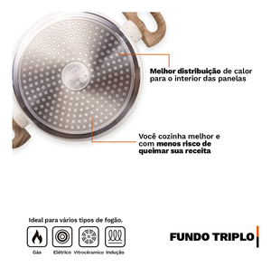 Ensemble de casseroles et poêles de haute qualité avec poignées en bois doux au toucher, céramique beige antiadhésive, aluminium forgé - Product Image 3