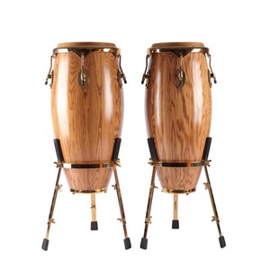 Professional Yang <b>Wood</b> Conga Drum Set 10"+11" Inch with Separate Gold Plated Stand Cowhide Drumhead Latin Percussion Hand Drum - Product Image 3