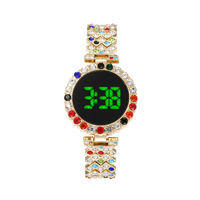 Montre à écran tactile LED en cristal coloré pour femmes