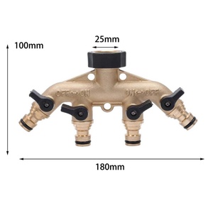 4 Way Solid Brass Tap Garden Hose Splitter Outdoor Utility Hose <b>Connector</b> With Individual On/Off Valves and <b>Quick</b> Connectors - Product Image 2