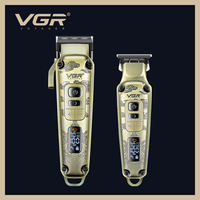 Tondeuse à cheveux 2-en-1 VGR V-643 pour homme, corps métallique, tondeuse électrique à pousser, tondeuse à cheveux numérique intelligente à LED pour la maison