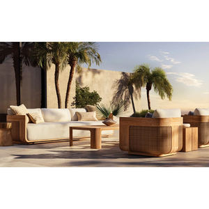 Moderne Luxe Modulaire Lounge Patio Set Buiten Teak Sofa Met Rotan Drie Zits Tuinmeubelen Design Hoek Sectional - Product Image 1