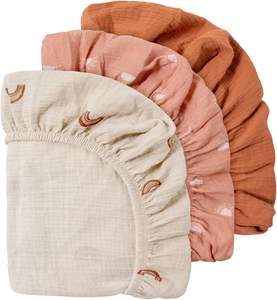 100% coton mousseline Premium bébé drap de berceau 2 pièces ensemble doux respirant <span class=keywords><strong>terre</strong></span> <span class=keywords><strong>cuite</strong></span> rose soleil arc-en-ciel imprimer literie pour bébé - Product Image 5