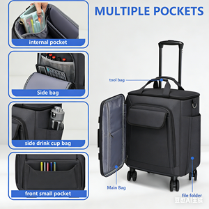 Bolsa de poliéster de gran capacidad con ruedas para profesores, bolso de mano para profesores, maleta de viaje multifuncional con cremallera y ruedas desmontables - Product Image 1