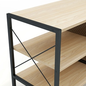 Étagères de rangement pour livres en panneaux de particules et métal, supports TV pour salon - Product Image 6