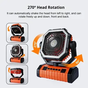 XINSITE Portable Outdoor Solar Rechargeable Desk Fan with LED <b>Light</b> Remote Control Camping Lamp for Outdoor Activities - Product Image 1