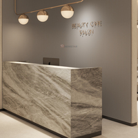 Newstar Luxe italien Calacatta Viola Surface cannelée en marbre Comptoir d'enregistrement pour salon de beauté Hôtel