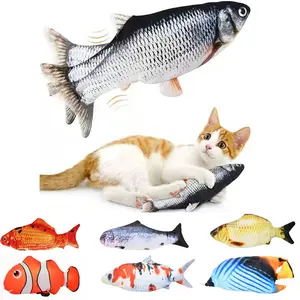 2022 새로운 USB 전기 인터랙티브 플러시 춤 플로피 물고기 고양이 장난감 흔들림 Flapping 전자 고양이 물고기 장난감