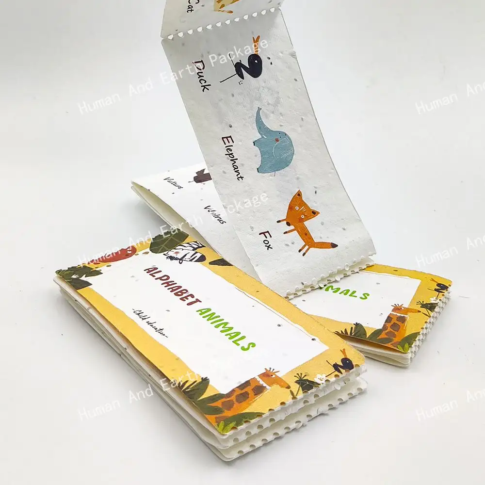 Eko parçalanabilir alfabe kitap kartı baskı tohum kağıt çocuklar için eğitim kitapları