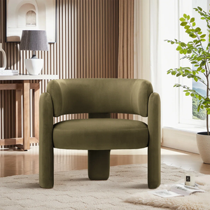 Poltrona Moderna in Velluto a Un Posto con Braccioli Integrati, Struttura <span class=keywords><strong>Verde</strong></span> Oliva, Arredamento Imbottito per Soggiorno - Product Image 3