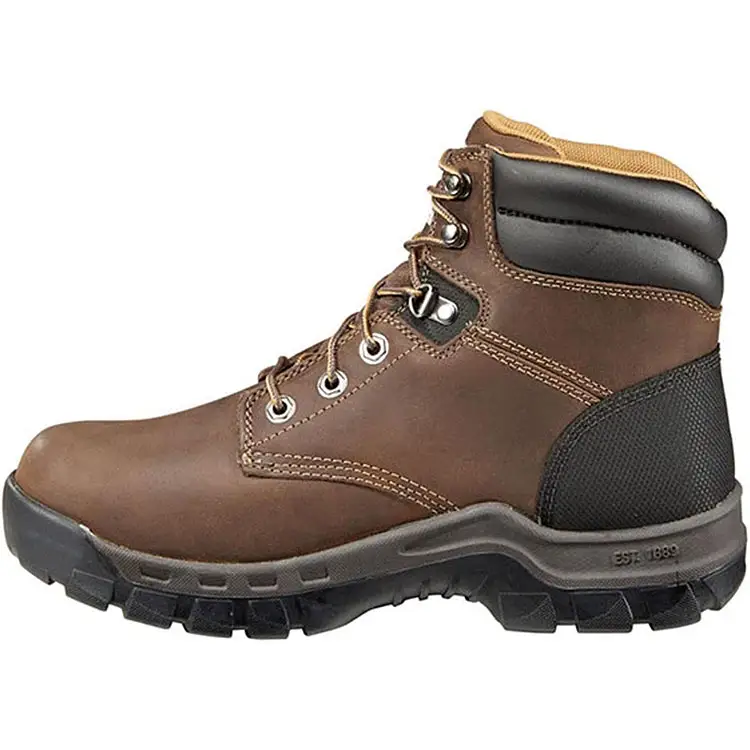 High quality fashion construction workers industrial mining non-slip oil proof leather brown safety shoes boots