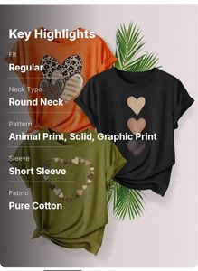 Camiseta Premium para Mujer 100% Algodón con Estampado Gráfico de Corazón, Transpirable, Antiarrugas y de Secado Rápido para Uso Casual - Product Image 2
