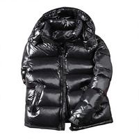 Veste Courte Homme Slim à Fermeture Éclair Style Européen et Américain pour le Commerce Transfrontalier, Nouvelle Collection Hiver, Manteau Chaud et Coupe-Vent à Capuche pour l'Extérieur, 50% Duvet de Canard Épais