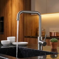 Robinet de cuisine classique en acier inoxydable 304, mitigeur chaud et froid pour évier