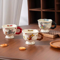 Nouvelle conception de tasse en porcelaine Tom et Jerry, tasse en céramique brillante avec poignée pour la maison et le bureau