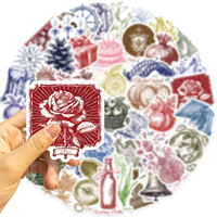 50 Pegatinas de Sellos Vintage de Dibujos Animados Personalizadas, Calcomanías de Vinilo Originales a Prueba de Agua para Cuadernos, Maletas y Regalos