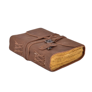 Cuaderno de cuero color canela con cierre de llave y 100 hojas, estilo vintage, a la venta a precios bajos. - Product Image 1