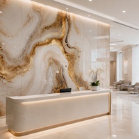 Panneau mural commercial WYRAX en PVC UV effet marbre beige travertin, 1220x2440mm, 2.8mm, haute brillance, pour showroom