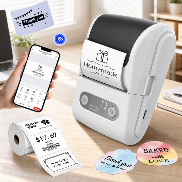 Portable Mini Pocket Printer for Printing Ink-free Label Sticker Bluetooth Wireless Small Smart Pocket Inkless Notes Memo