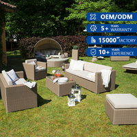 Ensemble de meubles d'extérieur en rotin tressé à la main, résistant aux intempéries, modulaire, robuste, élégant, avec sièges profonds, canapés de jardin, canapé d'extérieur