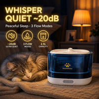 Fontaine à eau sans fil pour chat 2,5 L avec capteur radar, 3 modes de débit, 20 dB, pompe détachable, utilisation intérieure