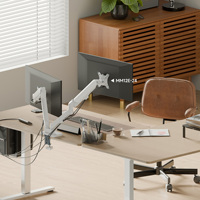 Soporte para Dos Monitores AUKI con Elevación Hidráulica, Compatible con VESA 100x100, Abrazadera para Escritorio, Acero Resistente, Nuevo Modelo