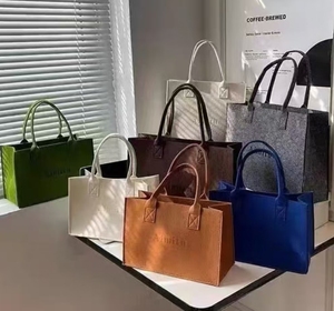 Sacs promotionnels de sacs en feutre de couleur orange écologique de logo personnalisé pour faire du shopping - Product Image 6
