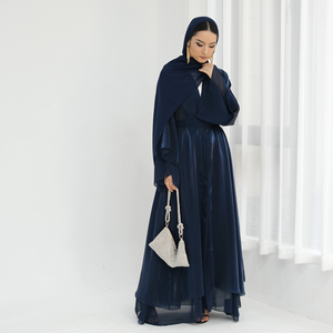 Nuovo Abaya Dubai 2024 rivedibile Abaya un lato Chiffon un lato Shinny poliestere aperto Abaya donna abito musulmano <span class=keywords><strong>abbigliamento</strong></span> islamico - Product Image 5