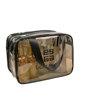 Transparent Double Layer Toiletry Bag Large Capacity Dry Wet Separation Makeup Storage Bag With Handle Rectangle Shape - Product Image 5