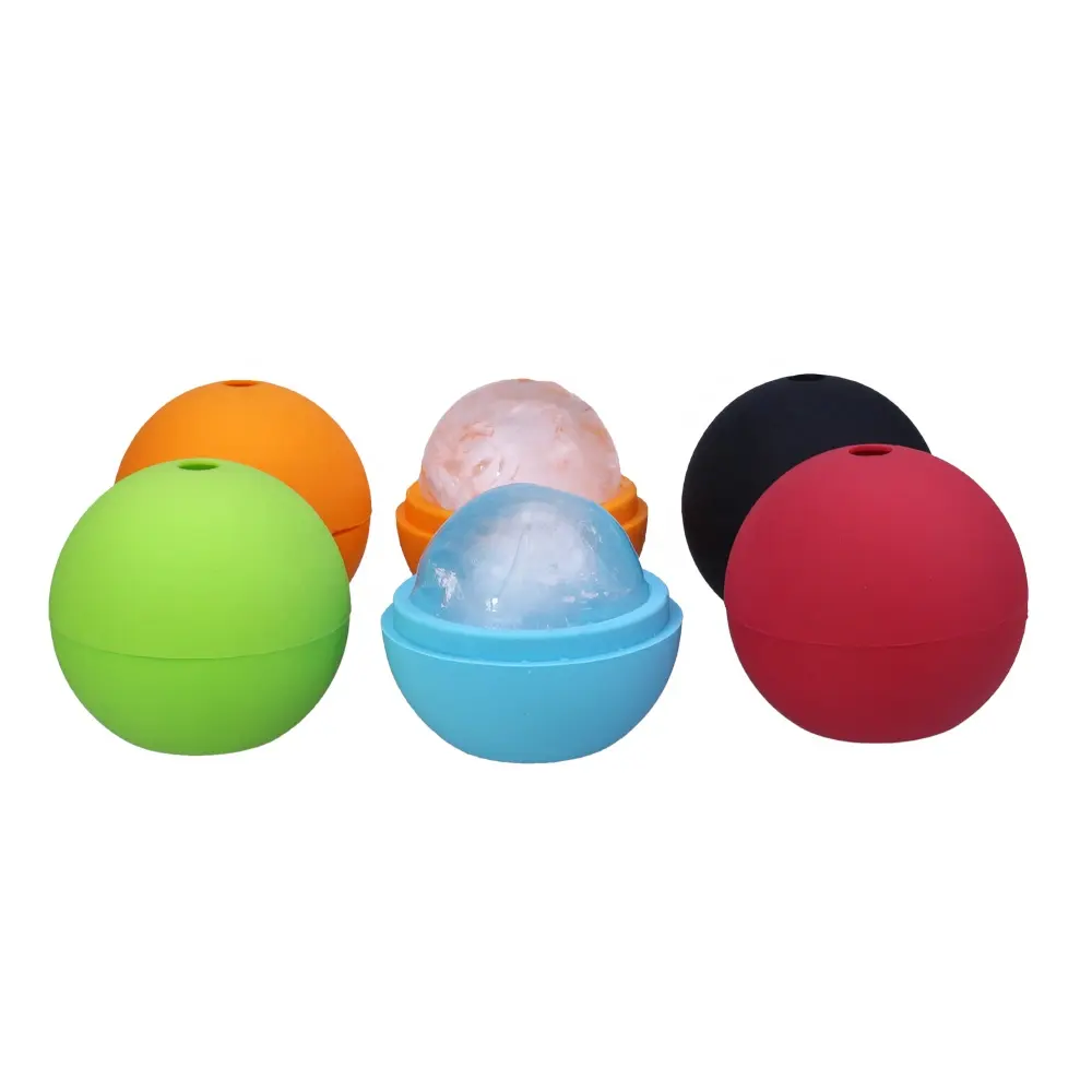 BPA Free 7.5cm Large Custom Logo Round Ice Cream Cube Maker Silicone Mold Ice Ball For Whisky