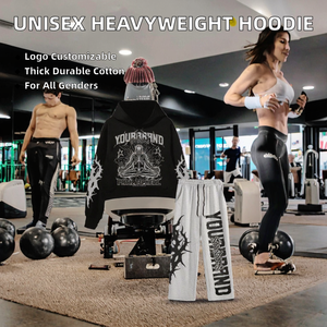 Sudadera Deportiva Unisex de Algodón Grueso para Gimnasio, Talla Grande, con Cintura Elástica y Logotipo Personalizado Bordado en 3D - Product Image 2