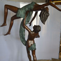 Statue de couple de danseurs en bronze, sculpture de ballet en métal