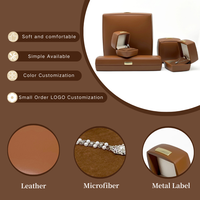 Étui de voyage pour bijoux en cuir PU marron, emballage luxueux, boîtes de rangement pour bijoux, boîtes cadeaux pour bagues, bracelets, ensembles personnalisés