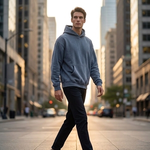 OEM ODM 355G Sweat à capuche streetwear unisexe oversize à épaules tombantes en molleton velours teint en pièce effet flocon de neige - Product Image 1