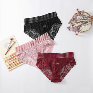 Mutandine da donna Plus-size di mezza età <span class=keywords><strong>Sexy</strong></span> in pizzo traspirante comfort mutandine di colore puro - Product Image 3